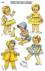 Vintage Baby Doll Clothes Pattern 2468 22" 23" Kissy