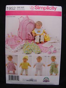 New Simplicity 1952 15" Doll Clothes Pattern Backpack Carrier Fits Bitty Baby