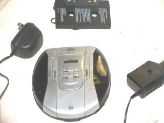 Electrobrand Black Silver Portable CD Player AC Car Cassette Adapter Case