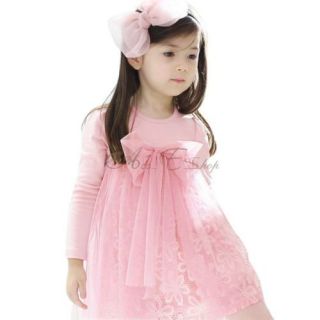 Girl Princess 1pc Bowknot Tulle Party Dress Cute Elegant Fairy Kids Clothes SZ 6