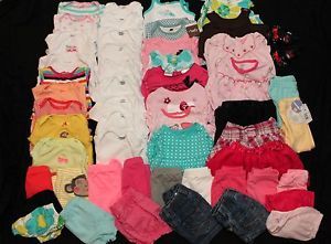 Huge Lot of 53 9 Month Size Baby Girl Spring Summer Clothes Shoes EUC