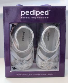 New Infant Baby Girl Handcrafted Pediped Emily Silver Sandals 6 12 Months