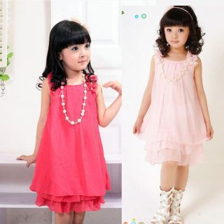 Kids Girls Princess Chiffon Lace Flower Bowknot Party Xmas Formal Gown Dress LXJ