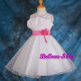 White Hot Pink Flower Girl Wedding Pageant Party Toddles Dresses Sz 2T 3T FG143