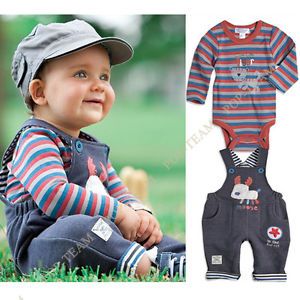 2pcs Boys Baby Striped Romper Pants 6 36M Outfit Set Jumpsuit Clothing FT10