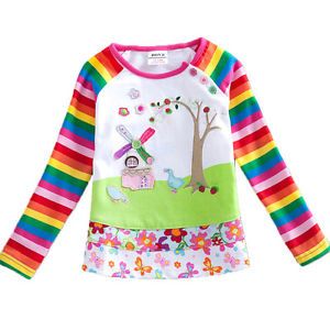 Girls Baby Clothing Floral Print Rainbow Long Sleeve Top Dress T Shirt Sz 1 6