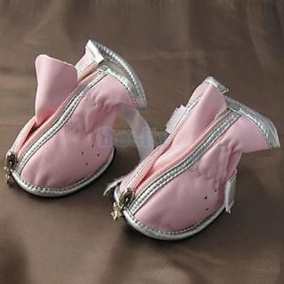 Pink Leather Cozy Dog Pet Boots Clothes Booties Shoes 6