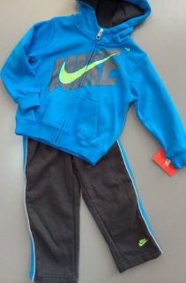 New Boy's Nike Tracksuit Shirt Pants Size 4T Blue Yellow Sweatsuit $52