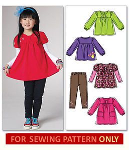 Sewing Pattern Makes Tops Dress Leggings Toddler 1 to Child 6 Girl Clothing