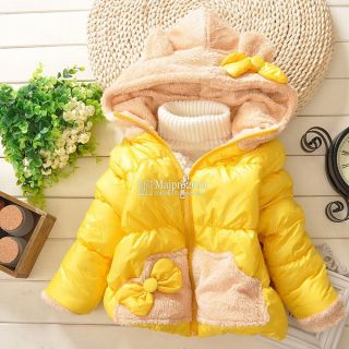 Hot Childern Coat Warm Winter 1 5Year Bow Cotton Padded Jacket Girls Baby FT167