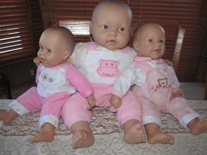 3 Berenguer Lots Love Cuddle Boy Girl Newborn Baby Doll Dressed Clothes Lot