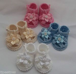 Handmade Baby Girl Crochet Sandals Shoes Great for Reborn Dolls Too