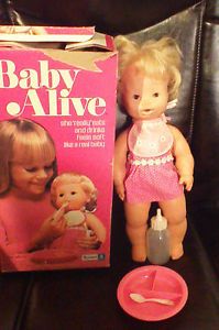 Vintage 1973 Kenner Baby Alive Doll w Original Box 3 Accessories Clothes