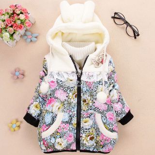 Latest Girls Kids Toddler Clothes Cotton Coat Winter Jacket Snowsuit 0 3Y FT173