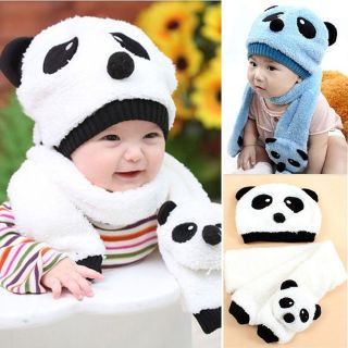 2pcs Toddler Infant Unisex Girl Boy Baby Hat Cap Beanie Scarf Panda Cartoon 1 5Y