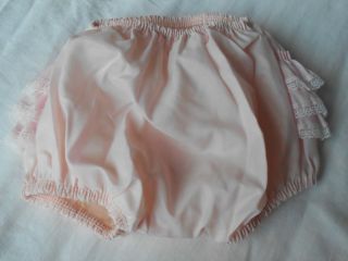 Vintage Pink Rubber Pants Frilly Lace Trim Baby Dolls Bears Estate Find
