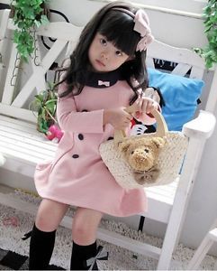Girls Kids Dress Top Skirt Long Sleeve 2 3Y Baby Party 1pcs Clothes Cotton Pink