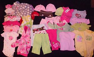 Baby Girl Newborn Lot Clothes Outfits Onesies Sleepers Carters Summer Fall