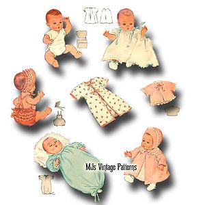 Vintage 50s Baby Doll Clothes Pattern 11" 12" DY Dee Tiny Tears Betsy Wetsy