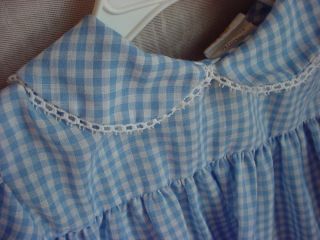 Vintage Toddle Time Baby Dress Light Blue Gingham with Lace Size 2 by J C Penney