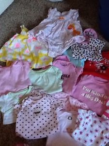 Lot of 24 Pcs Baby Infant Girl 0 3 3 6 Months Clothes Onesies