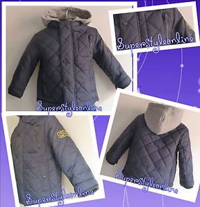 Baby Boys Jacket Winter Coat Quilted Hoodie Blue Toddler 6 12 18 24 Months New