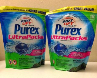 2 Purex Ultra Packs Mountain Breeze Laundry Detergent 18 Loads Pack New