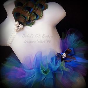 Preemie Tutu Peacock Baby Gift Newborn Outfit Reborn Doll Clothes Feather Dress