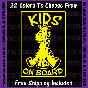 Kids on Board Decal Baby Sign Childrens Books Clothes Crib Toys Dolls 4"x6" A240