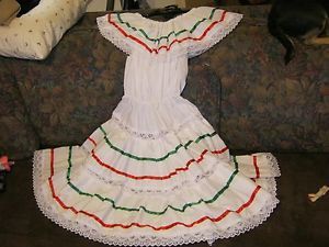 Girls Size 10 12 Child Mexican Folklorico Fiesta Dance Dress Costume Vestido