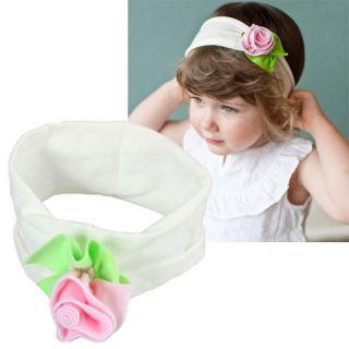 Cotton Pretty Baby Hair Flower Headband for Baby Toddler Pink White