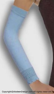 Muslim Clothing Classic Poly Arm Sleeve Covers w Lace Trim in Baby Blue Islam