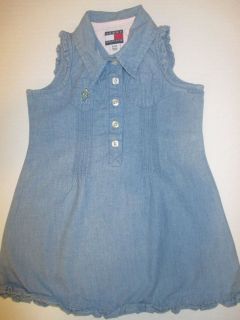 Girl 2T Toddler Tommy Hilfiger Blue Jean Dress Sleeveless Buttons Collar