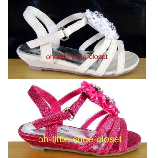 White Pink Fuchsia Baby Infant Toddler Dress Sandal Shoes Girl's Size 5 6 7 8