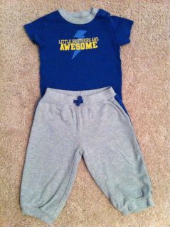 Carter's Baby Boy 2 Piece Outfit Shirt Pants Set Size 9 Months
