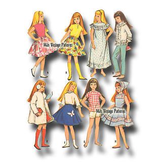 Vtg 1960s Doll Clothes Pattern Skipper Pepper and Friends