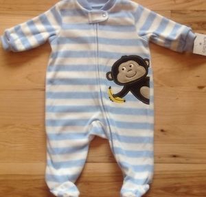Carters Baby Boy 3 Months Clothes One Piece Monkey Sleeper Outfit Romper