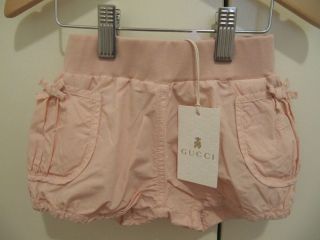 Brand New with Tags 100 Authentic Gucci Infants Baby Girl Poplin Pink Shorts