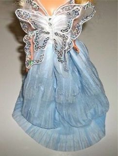 New Long Baby Blue Butterfly Princess Gown Dress Barbie Doll Clothing