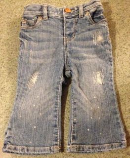Infant Baby Girl Little 77 Distressed Bootcut Jeans Grtcon Sz 3 6M Seventy Seven
