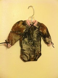 Mossy Oak Camo Camouflage Baby Infant Long Sleeve Snapsuit Pink Lace Super Cute