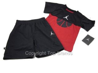 Boys Toddler Nike Michael Jordan Shirt Short Outfit Clothes 2T Jersey Black Red