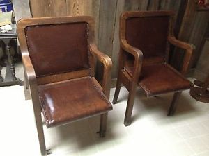 Two Antique Leather Shakespeare Chairs