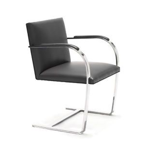 8 Authentic Knoll Brno Stainless Steel Flat Bar Chair Frames with Arm Pads