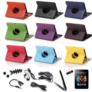360 Degree Rotating Leather Case Cover Stand for  Kindle Fire HD Accessory