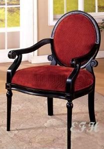 Transitional Style Black Finish Red Accent Arm Chair