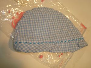 Annette Himstedt Blue and White Gingham Baby Hat Clothing Collection New in Bag