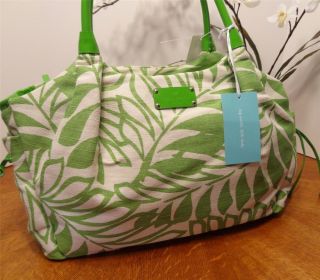 Kate Spade Lime Green Palm Canvas Stevie Baby Diaper Travel Gym Bag $295
