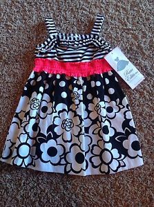 RARE Editions Size 3T Toddler Girl Dress Outfit Black White Pink