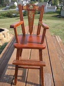 Vintage Wooden Girl Doll High Chair Antique Retro Collectible American Furniture